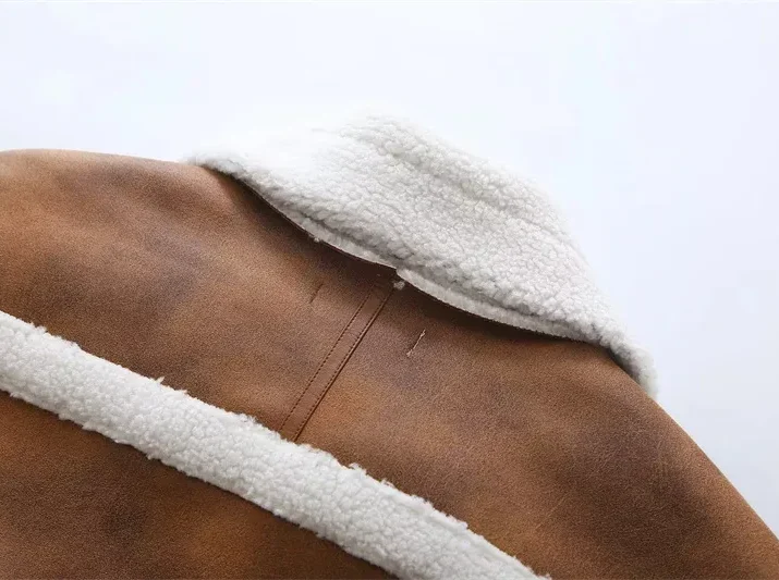 Cropped Leather Aviator Jacket - Image 14