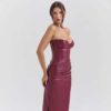 Faux Leather Strapless Dress with Corset Detailing