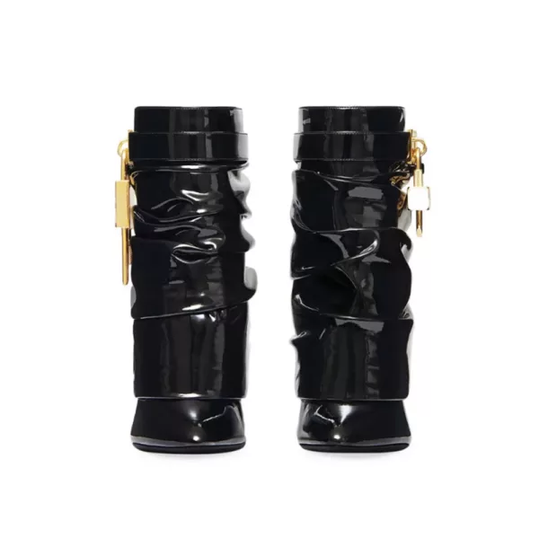 Metallic Lock Ankle Boots