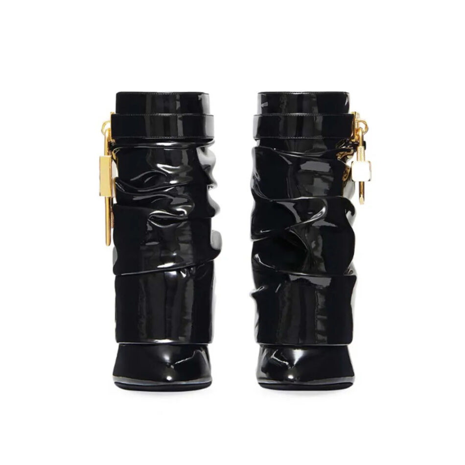 Metallic Lock Ankle Boots