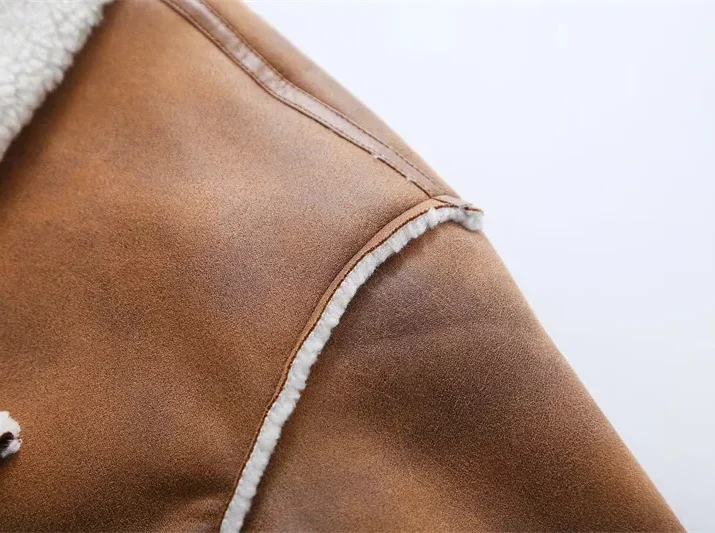 Cropped Faux Leather Aviator Jacket