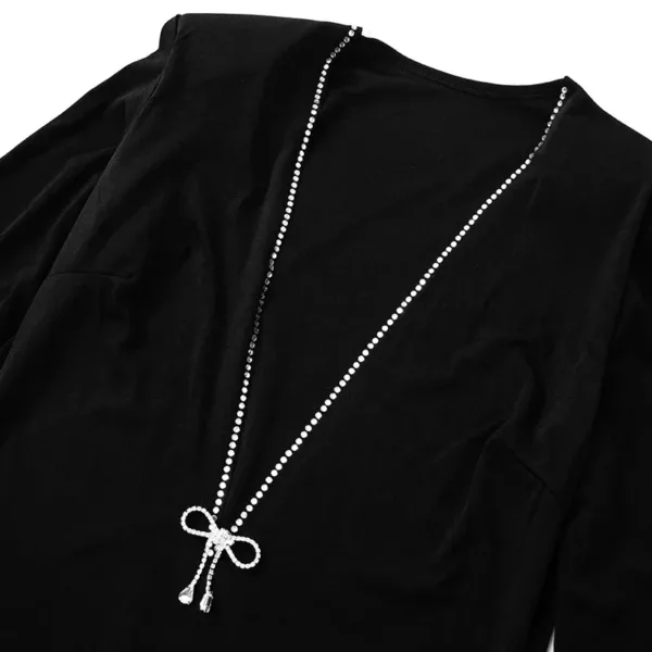 Diamond Bow Embellished Black Mini Dress