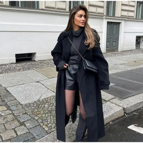 Black Belted Long Coat