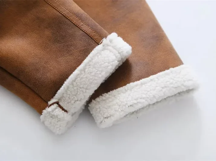 Cropped Leather Aviator Jacket - Image 12