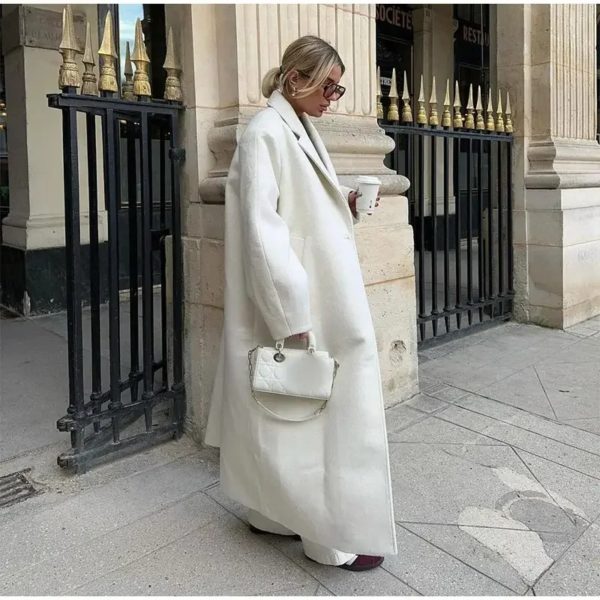 Cream Oversized Long Coat