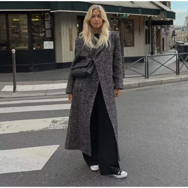 Dark Gray Herringbone Overcoat