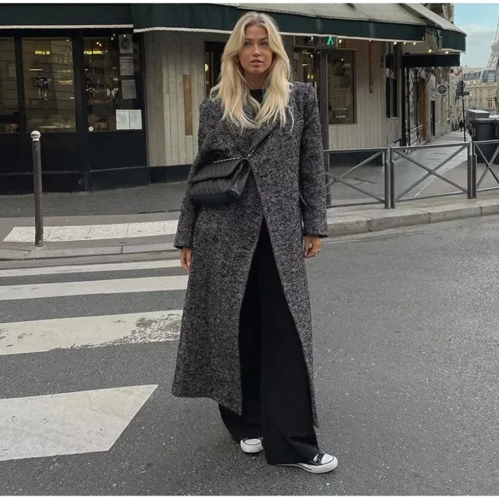 Dark Gray Herringbone Overcoat