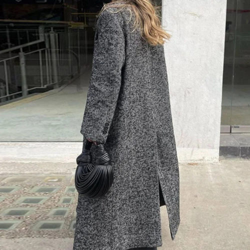 Dark Gray Herringbone Overcoat