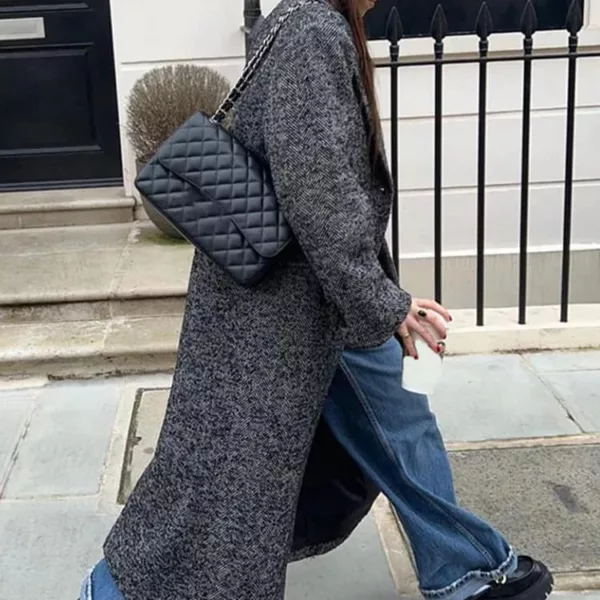 Dark Gray Herringbone Overcoat