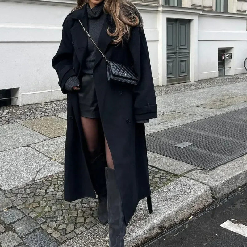 Black Belted Long Coat