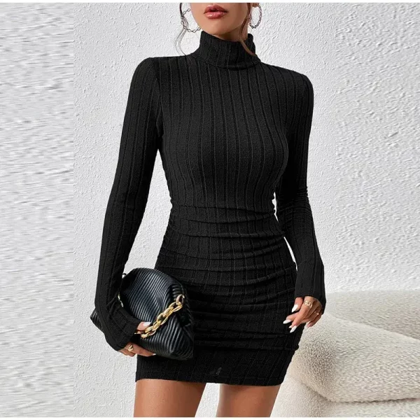 Black Turtleneck Mini Dress - Beniz Kloset (2)