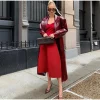 Burgundy Glossy Faux Leather Coat for women - Beniz Kloset