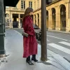 Burgundy Reversible Faux Fur and Leather Coat