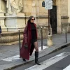 Burgundy Reversible Faux Fur and Leather Coat