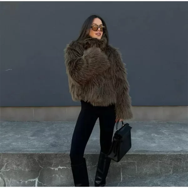 Cropped Faux Fur Jacket for women - Beniz Kloset