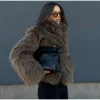 Cropped Faux Fur Jacket for women - Beniz Kloset