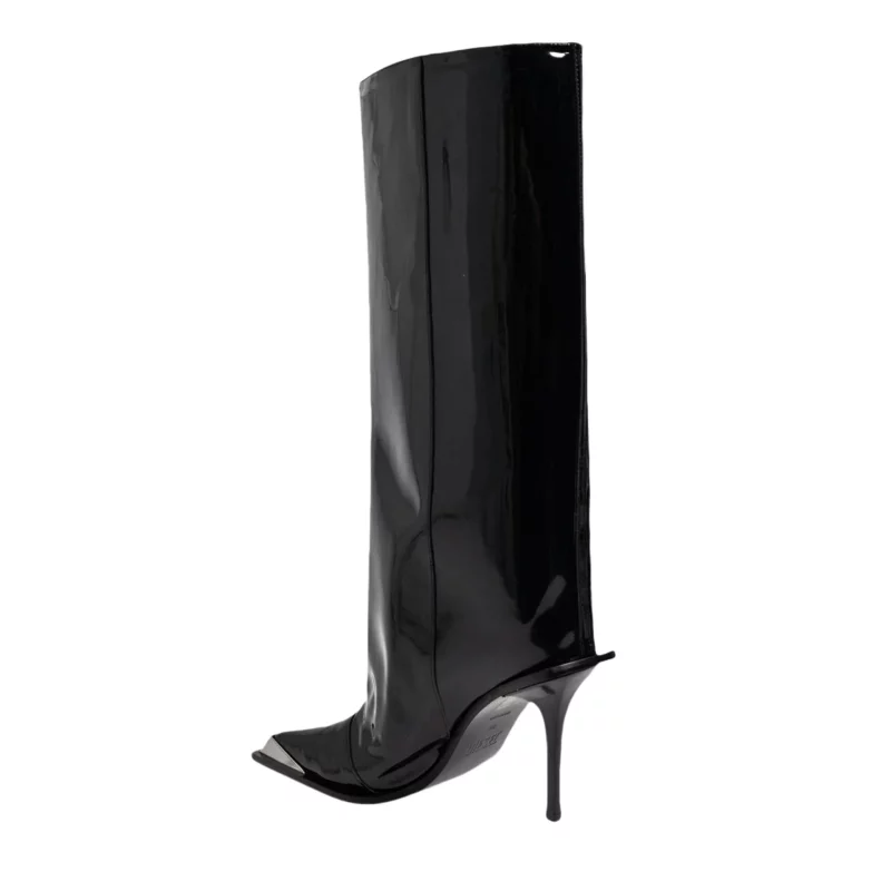 Glossy Patent Knee-High Boots for women - Beniz Kloset