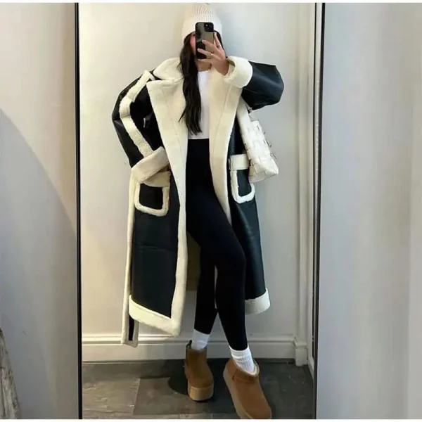 Shearling Faux Leather Coat