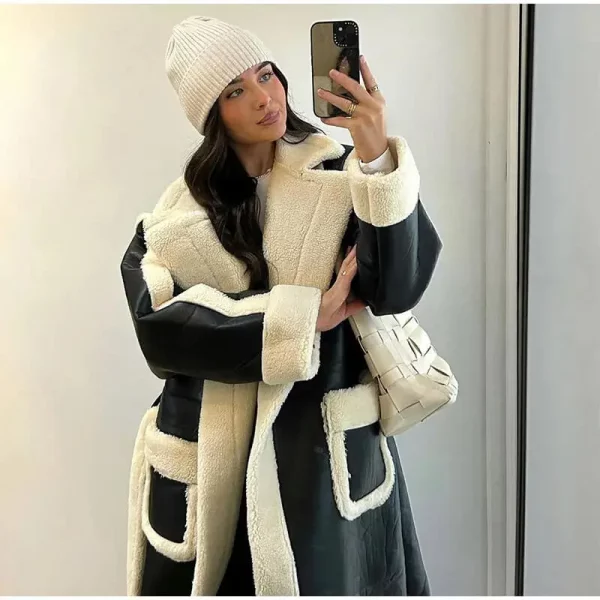 Shearling Faux Leather Coat