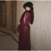 Glossy burgundy coat