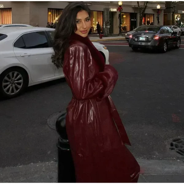 Glossy burgundy coat