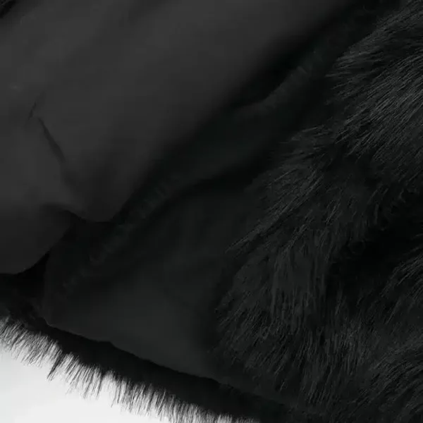 Black Cropped Faux Fur Jacket - Beniz Kloset