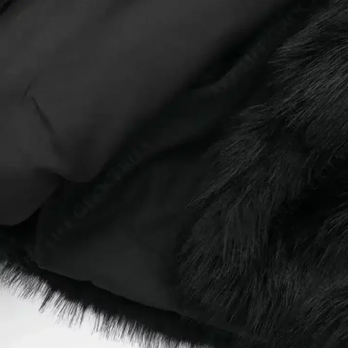 Black Cropped Faux Fur Jacket - Beniz Kloset