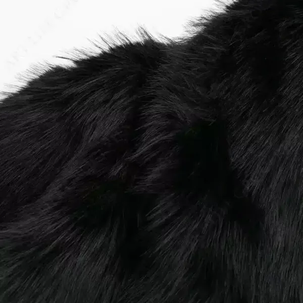 Black Cropped Faux Fur Jacket - Beniz Kloset