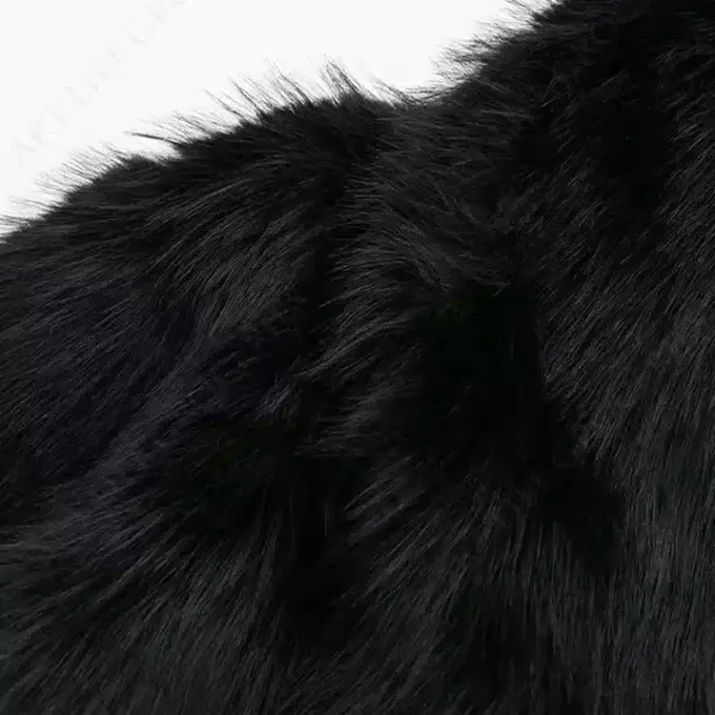 Black Cropped Faux Fur Jacket - Beniz Kloset