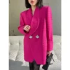 Fuchsia Embellished Oversized Blazer - Beniz Kloset