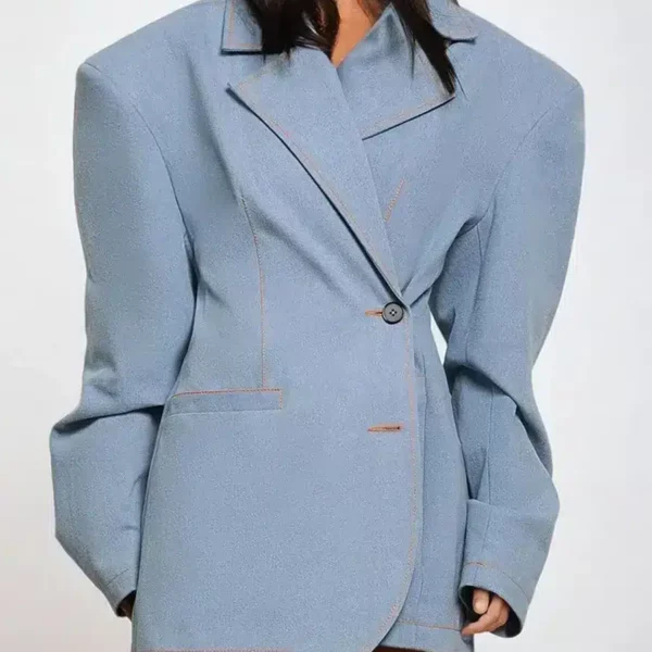 Powder Blue Blazer Dress-Beniz Kloset