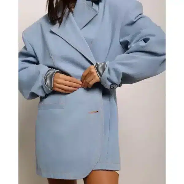 Powder Blue Blazer Dress-Beniz Kloset