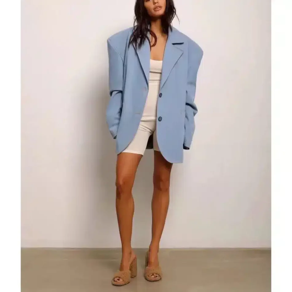 Powder Blue Blazer Dress-Beniz Kloset