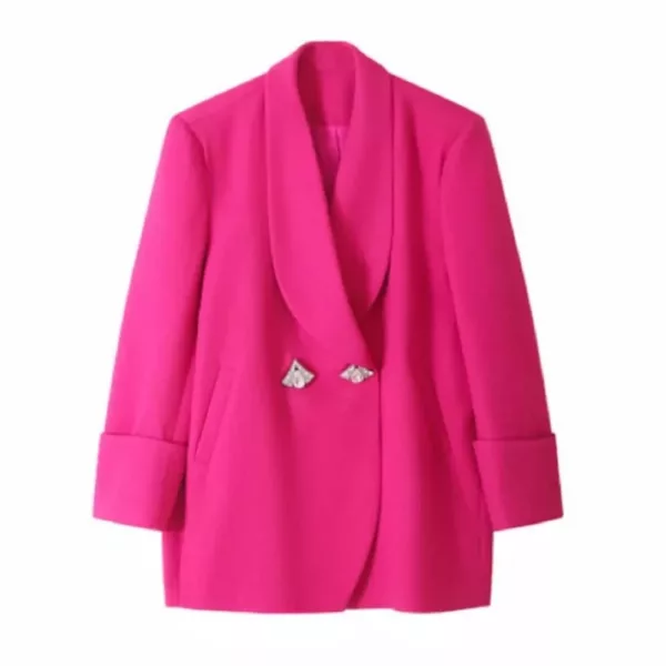 Fuchsia Embellished Oversized Blazer - Beniz Kloset