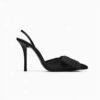 Black pointed-toe stiletto statement bow