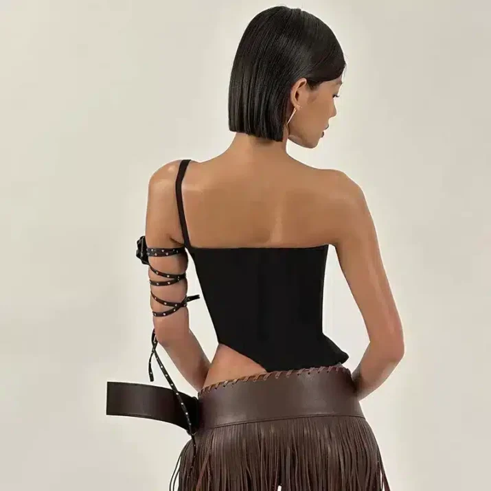 Alternative view of Asymmetrical Black Corset Top