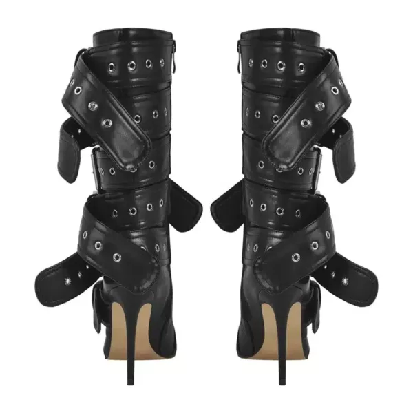 Buckled Stiletto Boots in black for women - Beniz Kloset