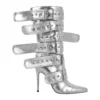 Buckled Stiletto Boots in silver for women - Beniz Kloset