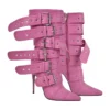 Buckled Stiletto Boots in pink for women - Beniz Kloset