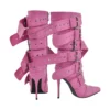 Buckled Stiletto Boots in pink for women - Beniz Kloset