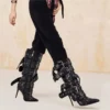 Buckled Stiletto Boots in black for women - Beniz Kloset