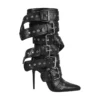 Buckled Stiletto Boots in black for women - Beniz Kloset