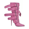 Buckled Stiletto Boots in pink for women - Beniz Kloset