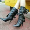 Buckled Stiletto Boots in black for women - Beniz Kloset