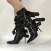 Buckled Stiletto Boots in black for women - Beniz Kloset