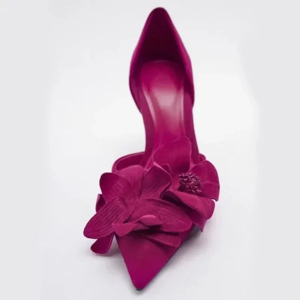 Floral Pointed Toe Pumps in Fuchsia