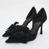 Floral Pointed Toe Pumps in black