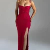 3D Floral High Neck Dress in red beniz kloset online shop
