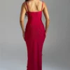 3D Floral High Neck Dress in red beniz kloset online shop