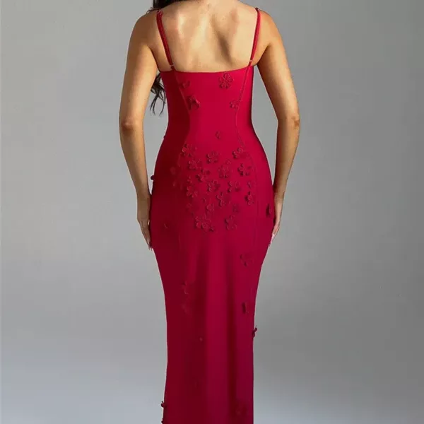 3D Floral High Neck Dress in red beniz kloset online shop